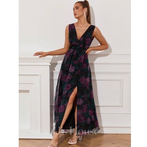 New jjs house floral - floral, v-neck